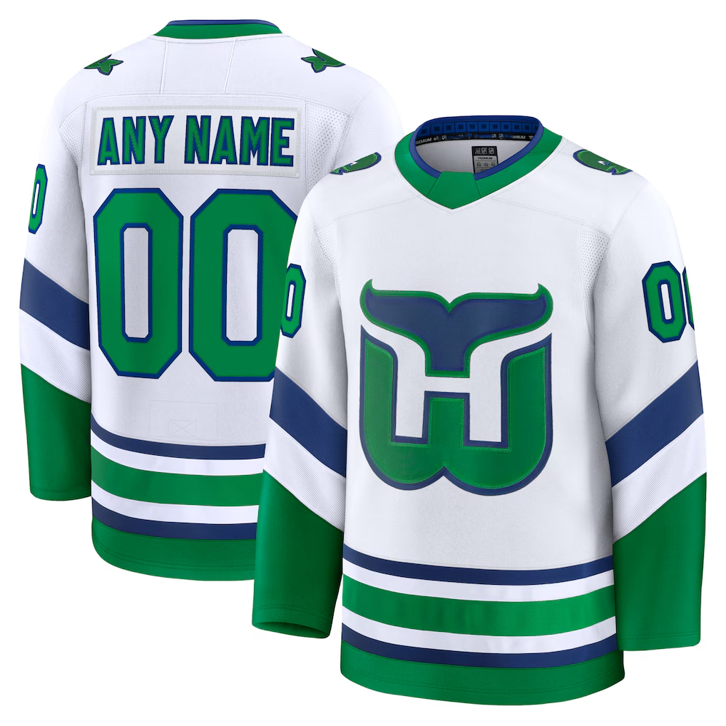 Elroe Custom C.Hurricanes White Throwback Premium Stitched Jerseys