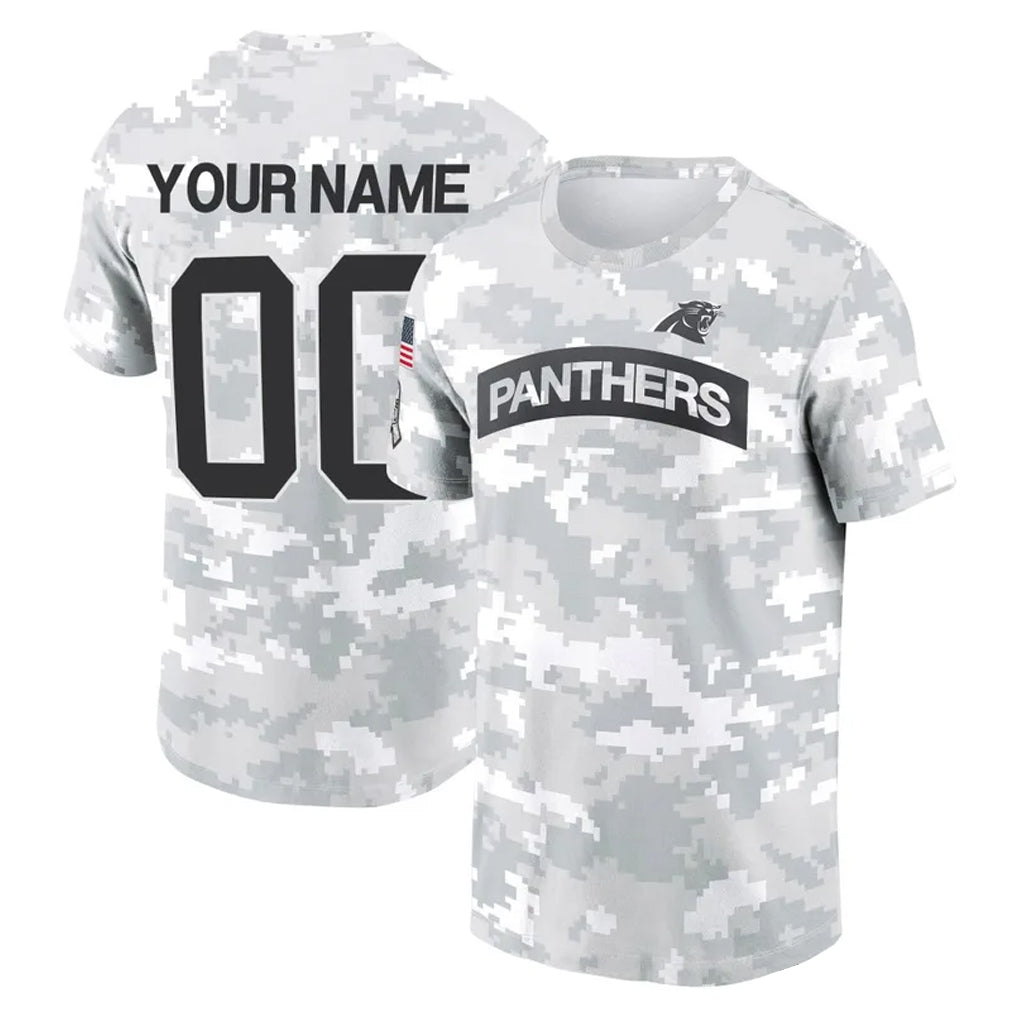 Elroe Custom C.Panthers Arctic Camo Salute to Service T-Shirt Hoodies Any Name & Numbers Stitched Jerseys