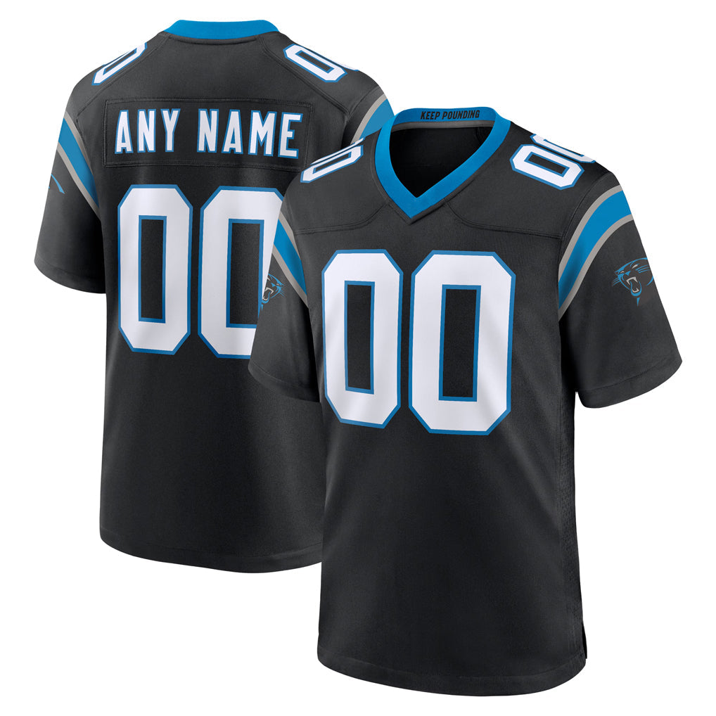 Elroe Custom C.Panthers Black Home Game Any Name & Numbers Stitched Jerseys