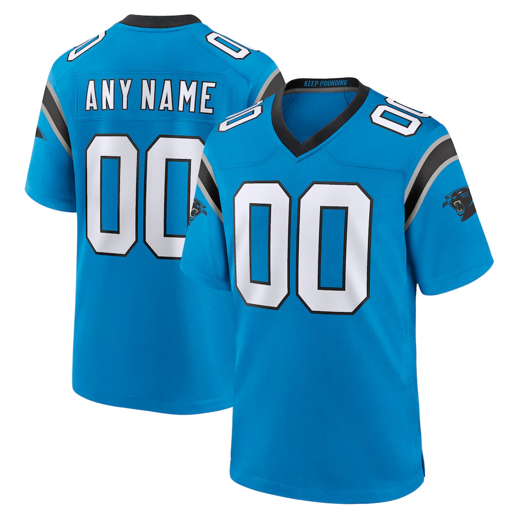 Elroe Custom C.Panthers Blue Home Game Any Name & Numbers Stitched Jerseys