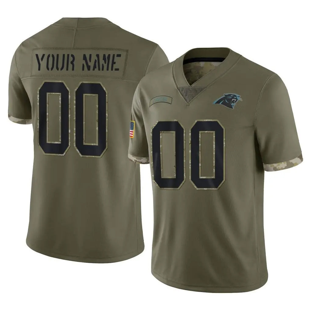 Elroe Custom C.Panthers Olive Salute to Service Game Any Name & Numbers Stitched Jerseys