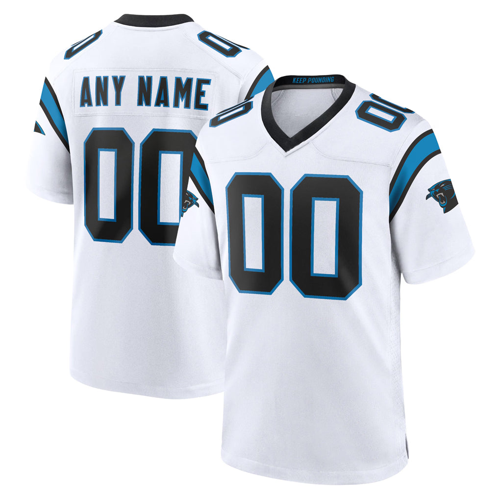 Elroe Custom C.Panthers White Home Game Any Name & Numbers Stitched Jerseys