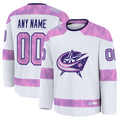 Elroe Custom CB.Jackets White 2024 Hockey Fights Cancer Practice Jersey