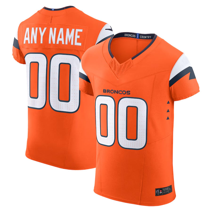 Elroe Custom D.Broncos Vapor F.U.S.E. Elite Orange Stitched Jerseys
