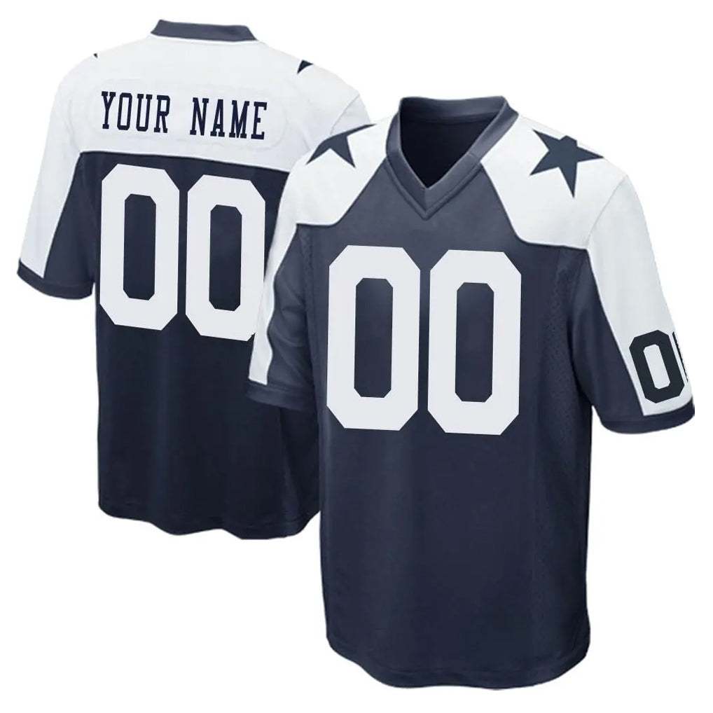 Elroe Custom D.Cowboys Navy-White Alternate Home Game Any Name & Numbers Stitched Jerseys