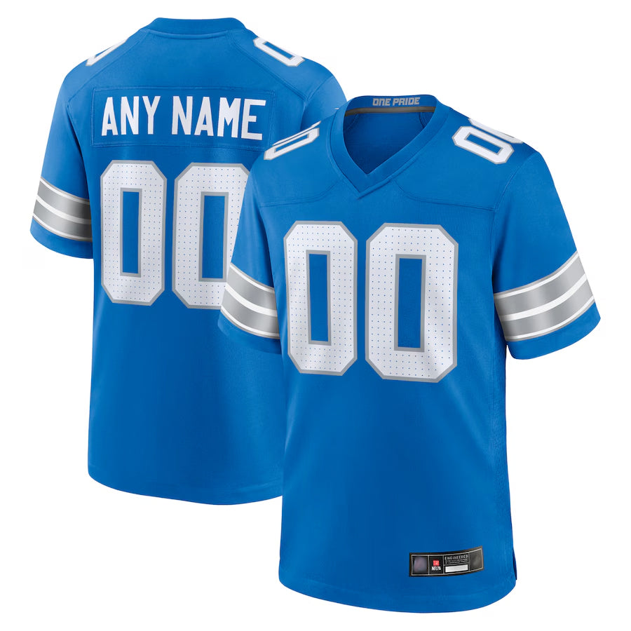 Elroe Custom D.Lions Blue Home Game Stitched Jerseys