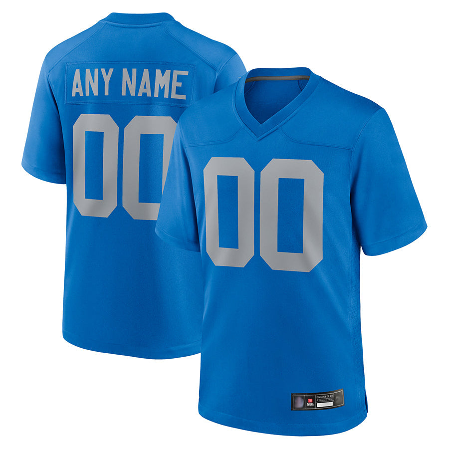 Elroe Custom D.Lions Blue Limted Game Alternate Stitched Jerseys
