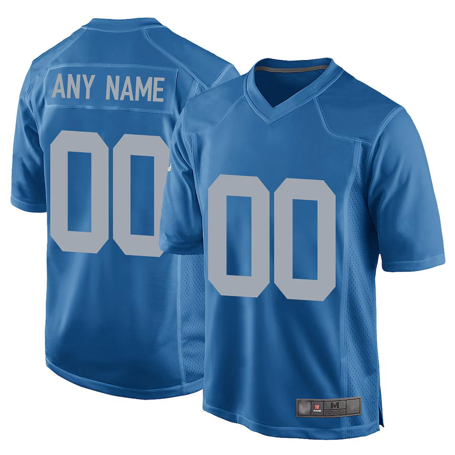 Elroe Custom D.Lions Blue Replica Game Alternate Stitched Jerseys