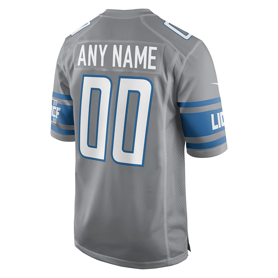 Elroe Custom D.Lions Gray Replica Game Stitched Jerseys