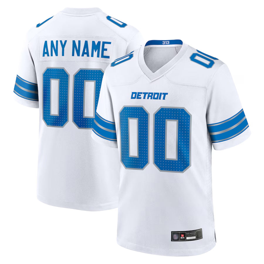 Elroe Custom D.Lions White Home Game Stitched Jerseys