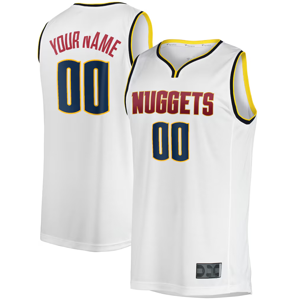 Elroe Custom D.Nuggets White Fast Break Replica Jerseys - Association Edition