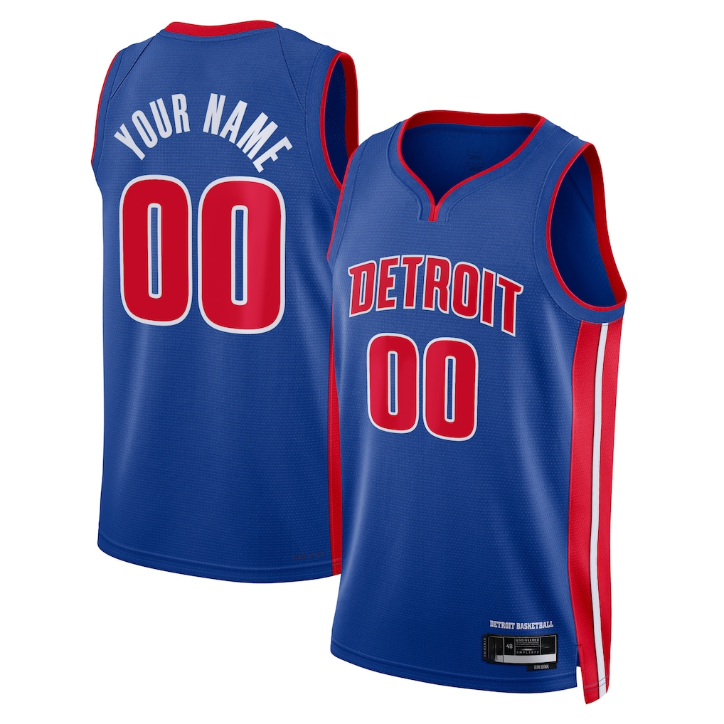 Elroe Custom D.Pistons Blue Swingman Jerseys - Icon Edition