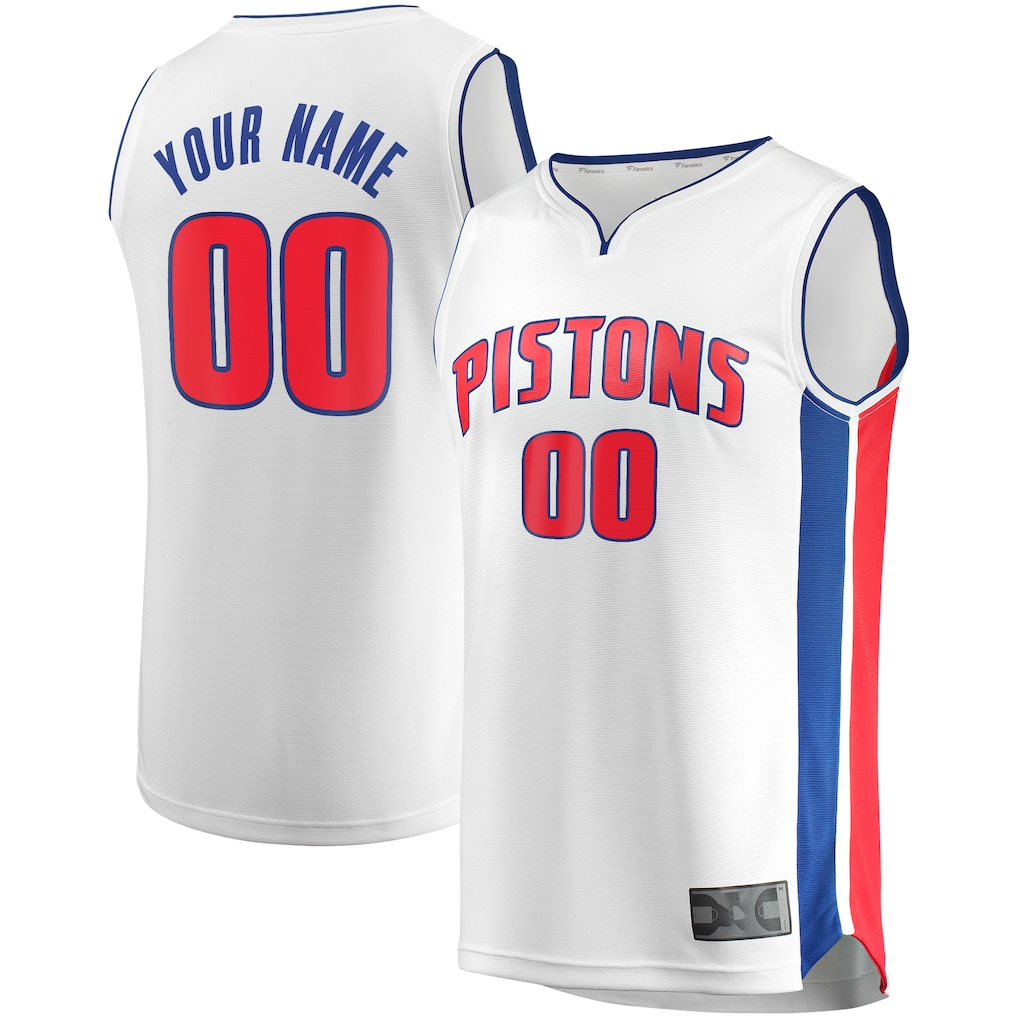 Elroe Custom D.Pistons  White Fast Break Replica Jerseys - Association Edition