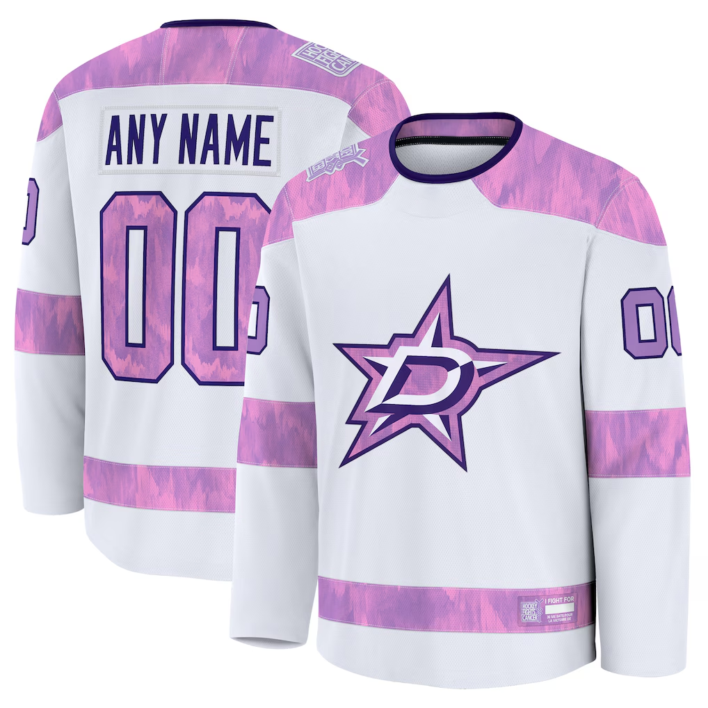 Elroe Custom D.Stars White 2024 Hockey Fights Cancer Practice Jerseys