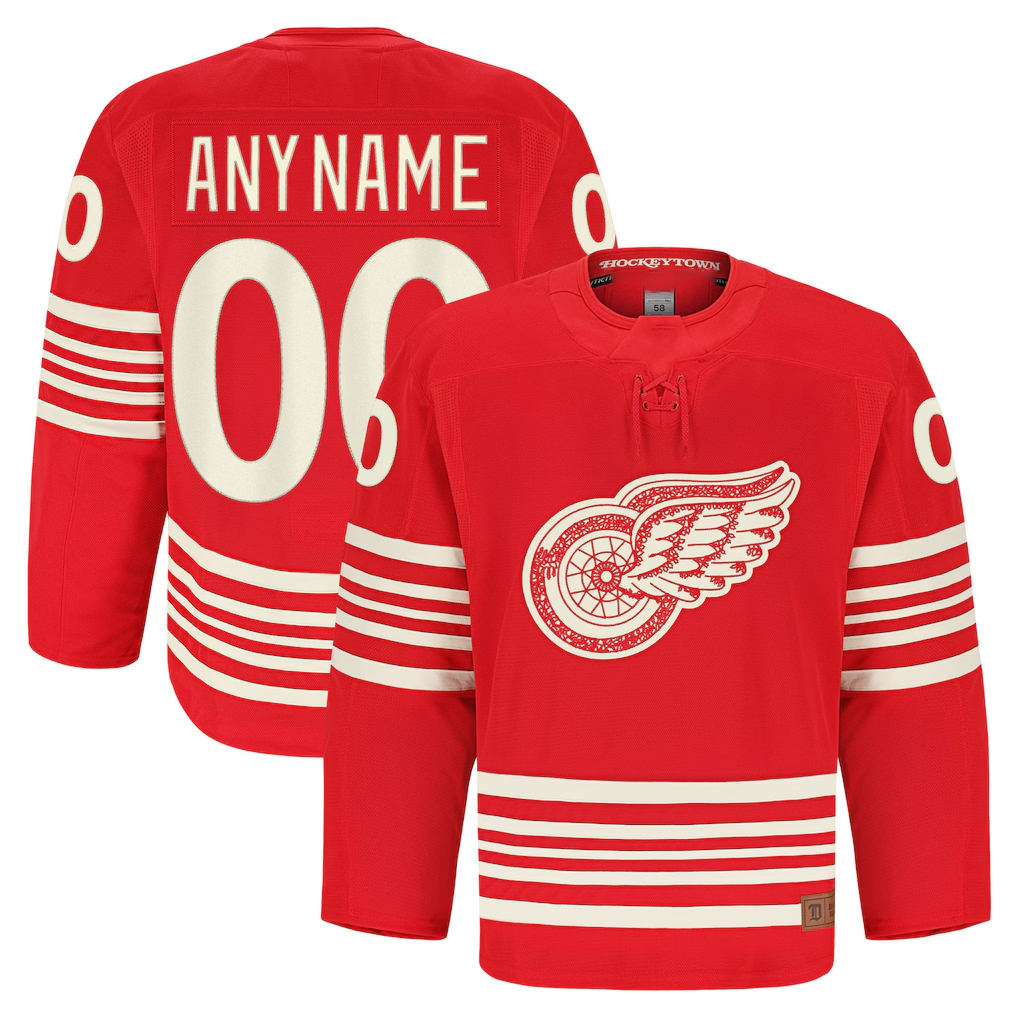 Elroe Custom D.Red wings Red Anniversary Authentic Pro Jerseys