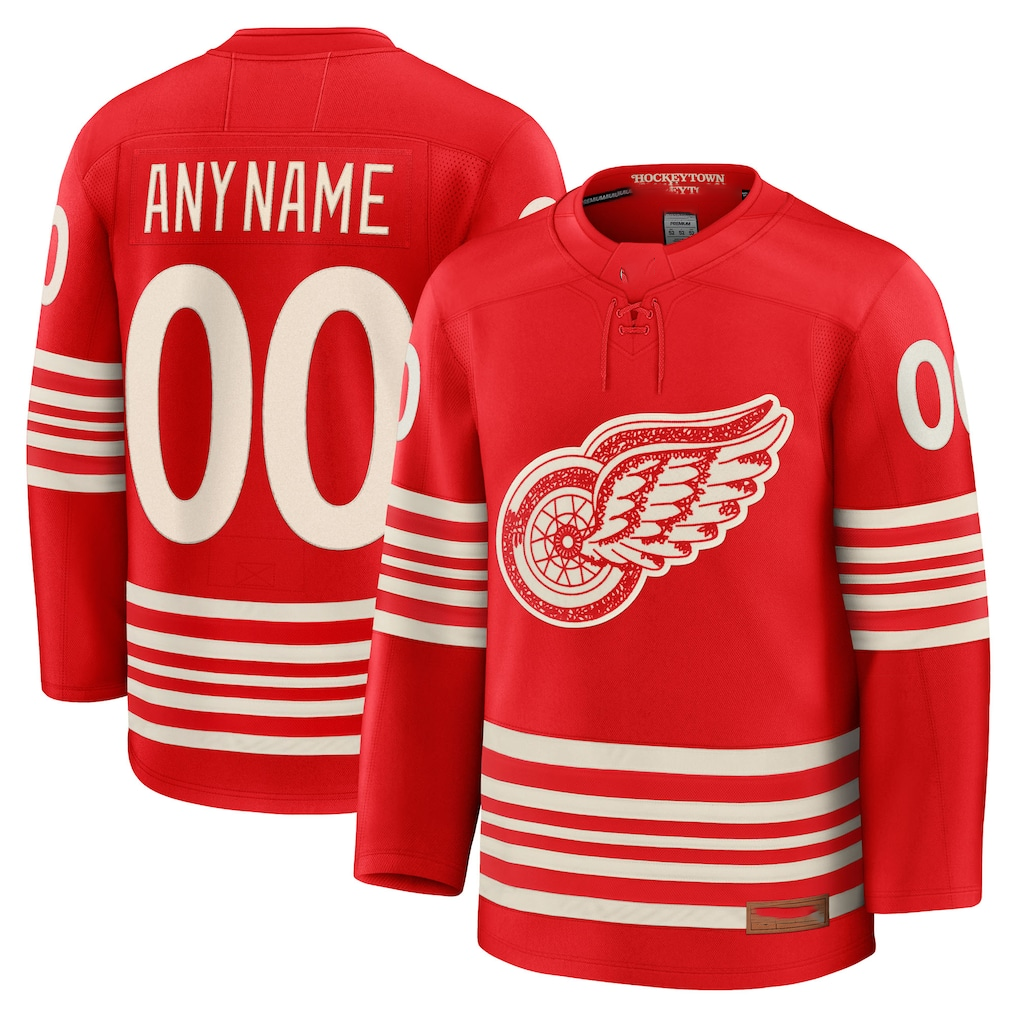 Elroe Custom D.Red wings Red Centennial Premium Jerseys