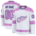 Elroe Custom D.Red wings White 2024 Hockey Fights Cancer Practice Jerseys