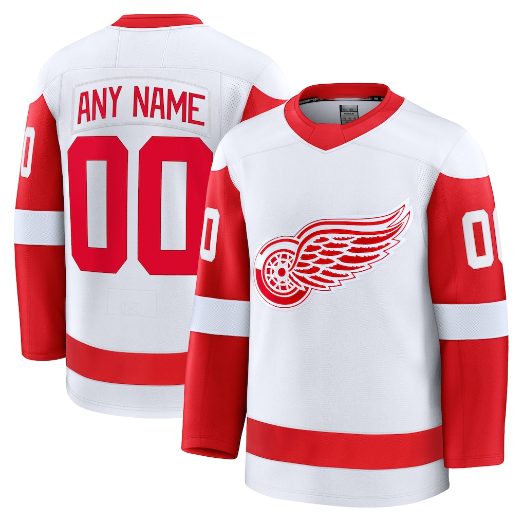 Elroe Custom D.Red wings White Away Premium Jerseys