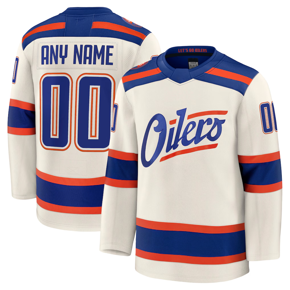 Elroe Custom E.Oilers Light Beige Alternate Premium Jerseys