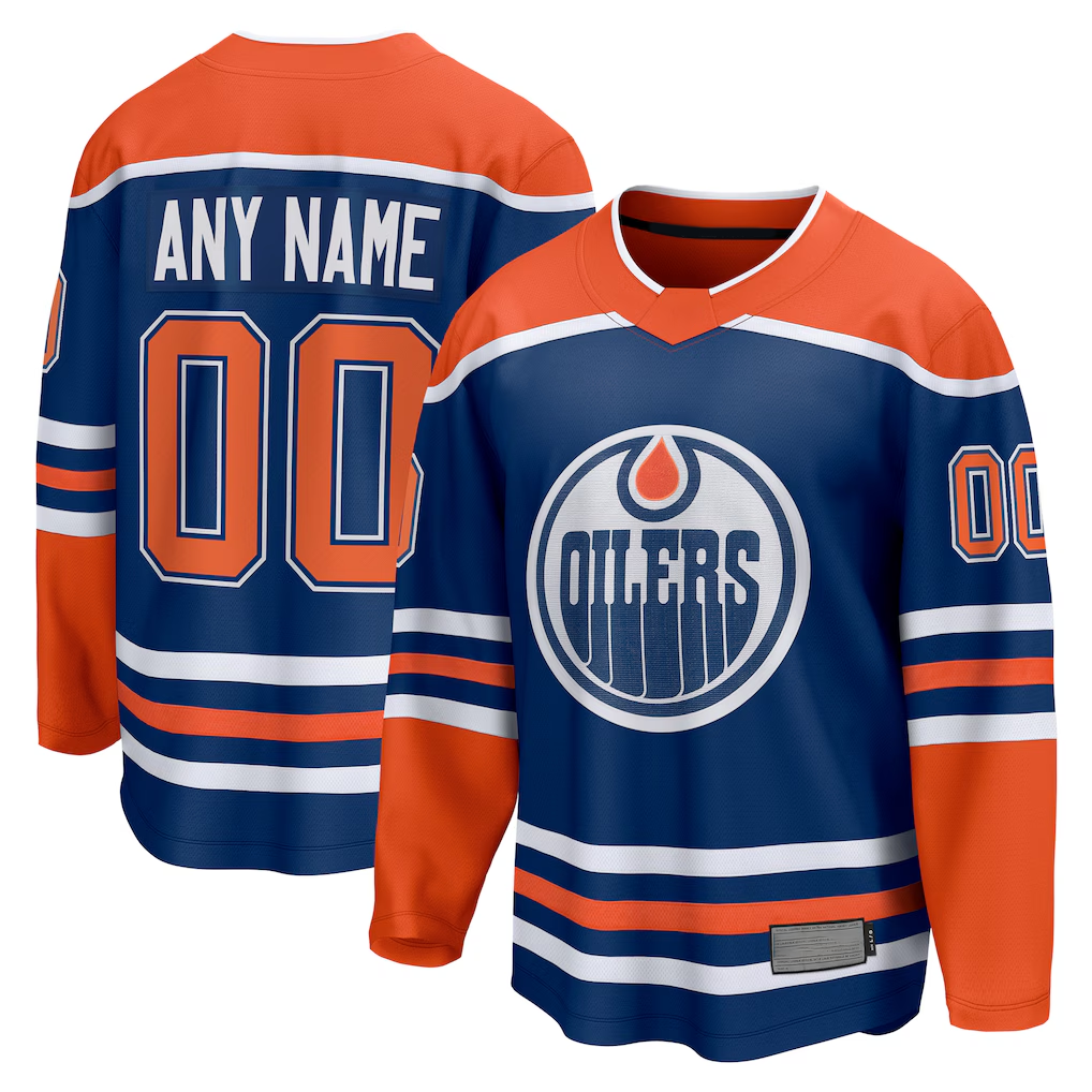 Elroe Custom E.Oilers Royal Home Breakaway Jerseys
