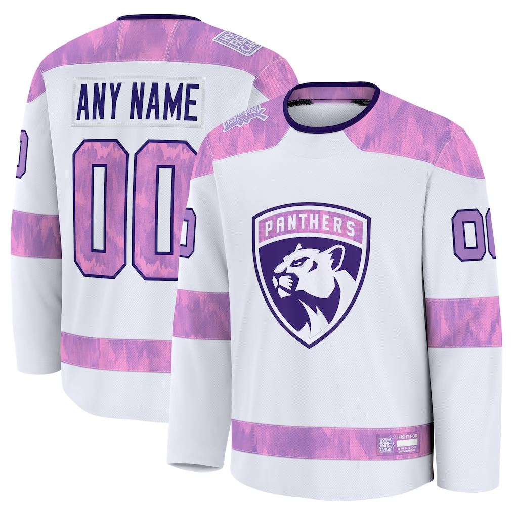 Elroe Custom F.Panthers White 2024 Hockey Fights Cancer Practice Jerseys