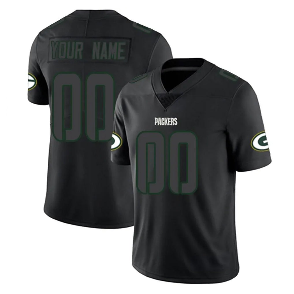 Elroe Custom GB.Packers Black Impact Limited Home Game Any Name & Numbers Stitched Jerseys