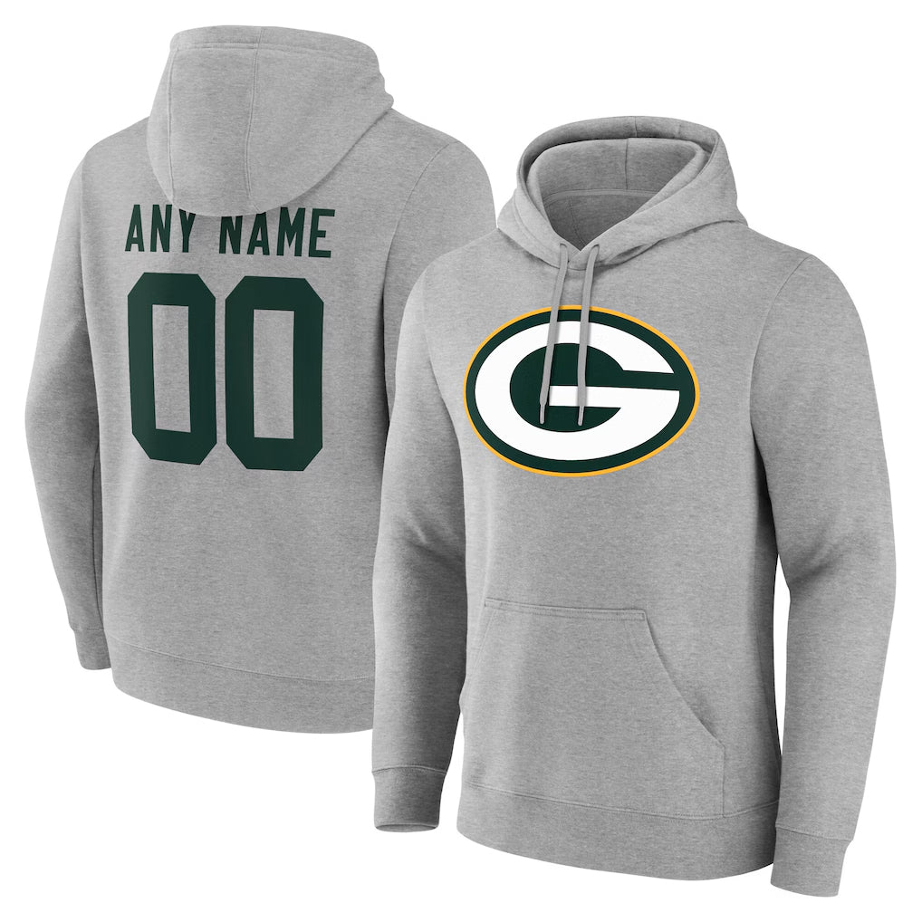 Elroe Custom GB.Packers Gray Circuit Logo Pullover Hoodies Limited Game Any Name & Numbers Stitched Jerseys