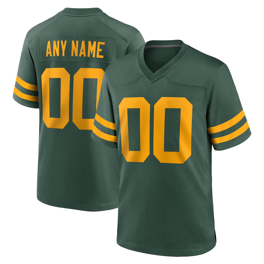 Elroe Custom GB. Packers Green Alternate Game Stitched Jerseys