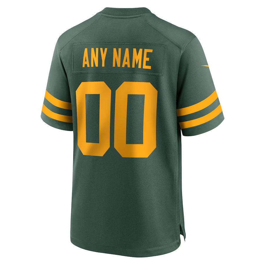 Elroe Custom GB. Packers Green Alternate Game Stitched Jerseys