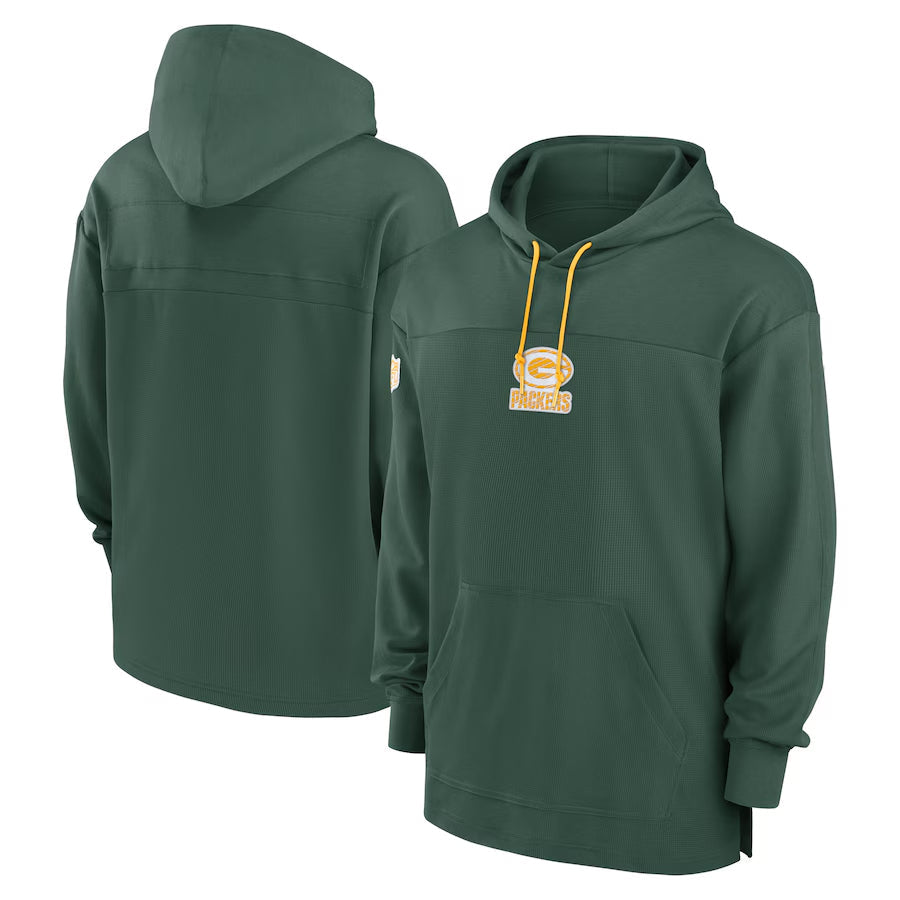 Elroe Custom GB.Packers Green Sideline Pullover Hoodie Stitched Jerseys