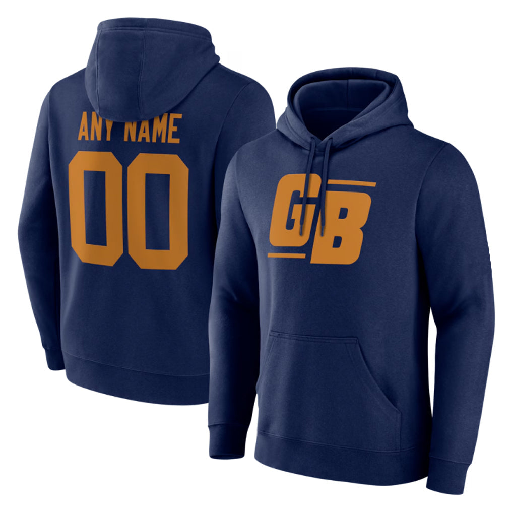 Elroe Custom GB.Packers Navy The 1923 Classic Pullover Hoodies Limited Game Any Name & Numbers Stitched Jerseys