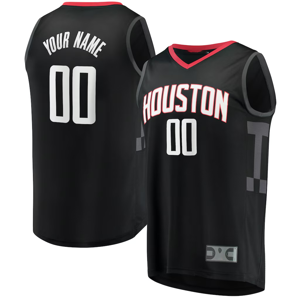 Elroe Custom H.Rockets Black Fast Break Replica Stitched Jerseys-Statement Edition