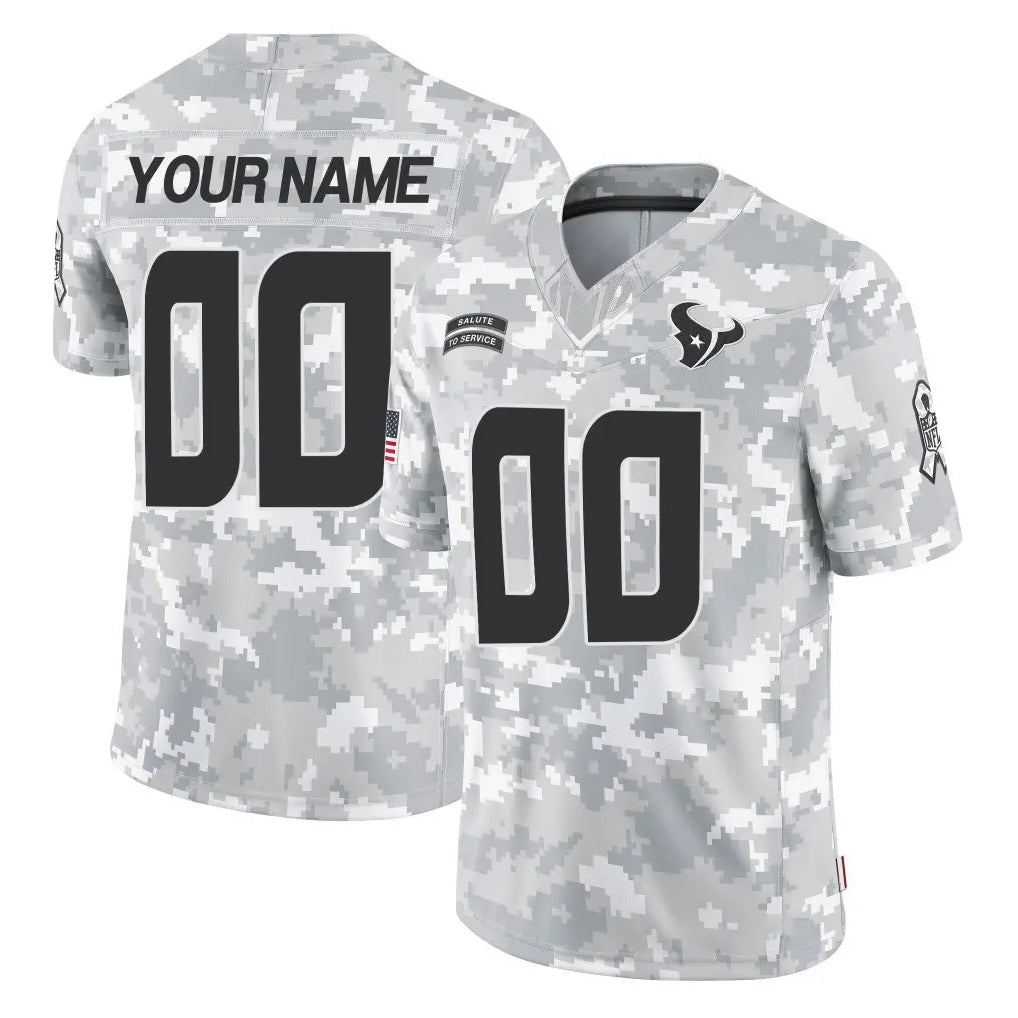 Elroe Custom H.Texans Arctic Camo Salute To Service Limited Game Any Name & Numbers Stitched Jerseys