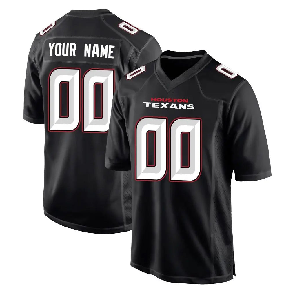 Elroe Custom H.Texans Carbon Black Fashion Home Game Any Name & Numbers Stitched Jerseys