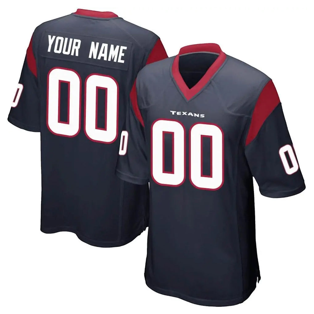 Elroe Custom H.Texans Navy Home Game Any Name & Numbers Stitched Jerseys