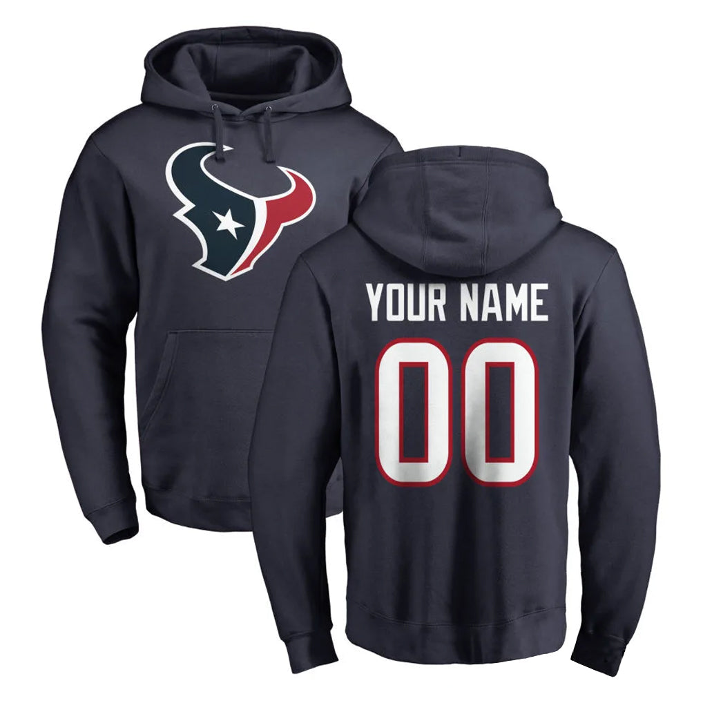 Elroe Custom H.Texans Navy Pro Line Pullover Hoodie Limited Game Any Name & Numbers Stitched Jerseys