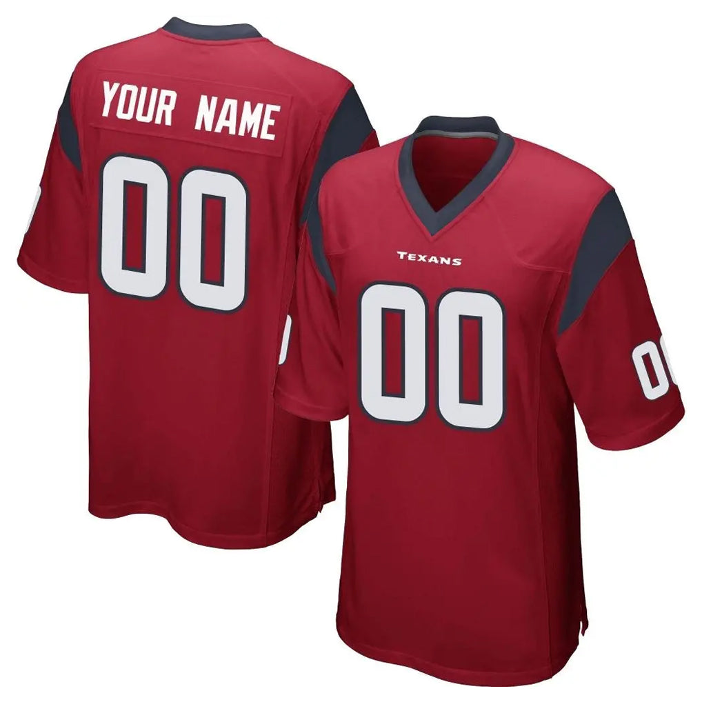Elroe Custom H.Texans Red Home Game Any Name & Numbers Stitched Jerseys
