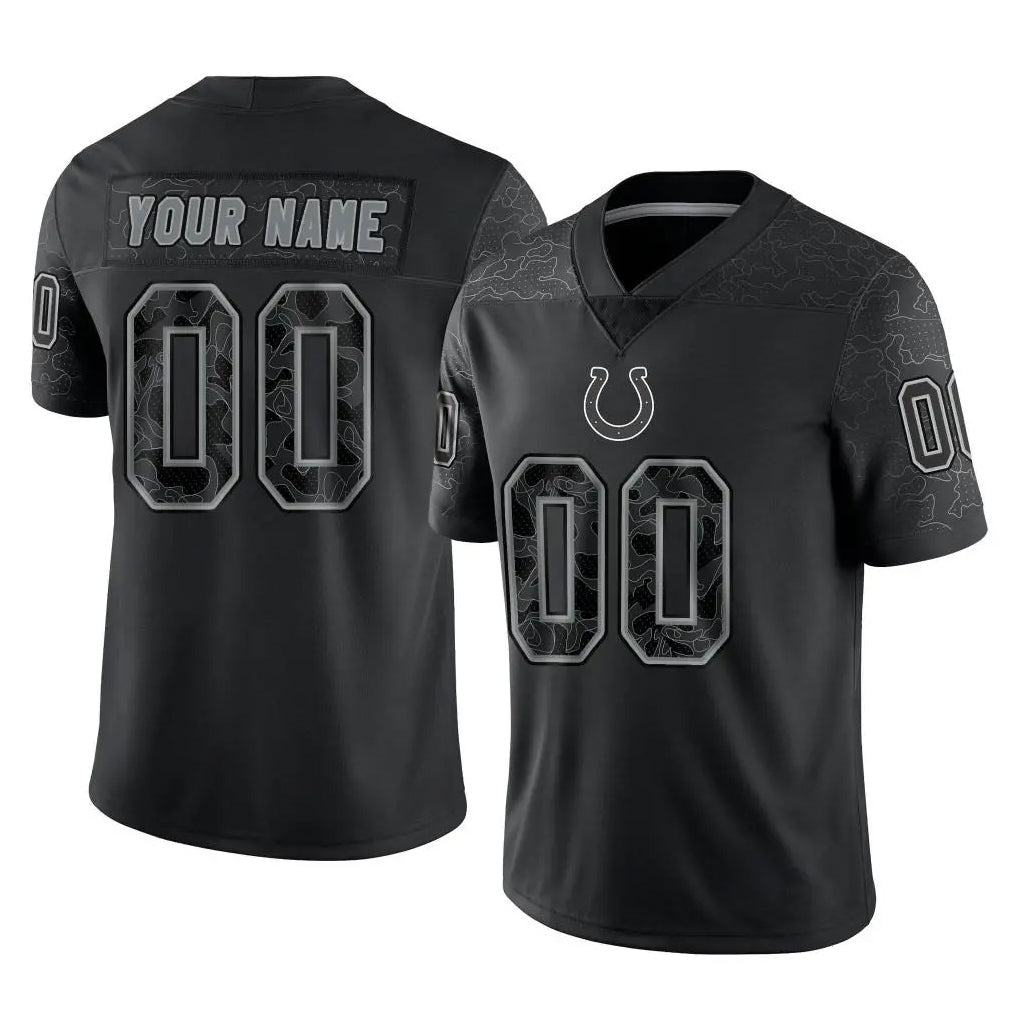 Elroe Custom IN.Colts Black Reflective Limited Game Any Name & Numbers Stitched Jerseys