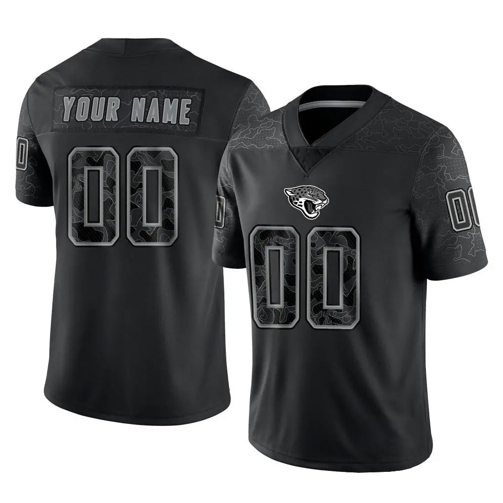 Elroe Custom J.Jaguars Black Reflective Limited Game Any Name & Numbers Stitched Jerseys