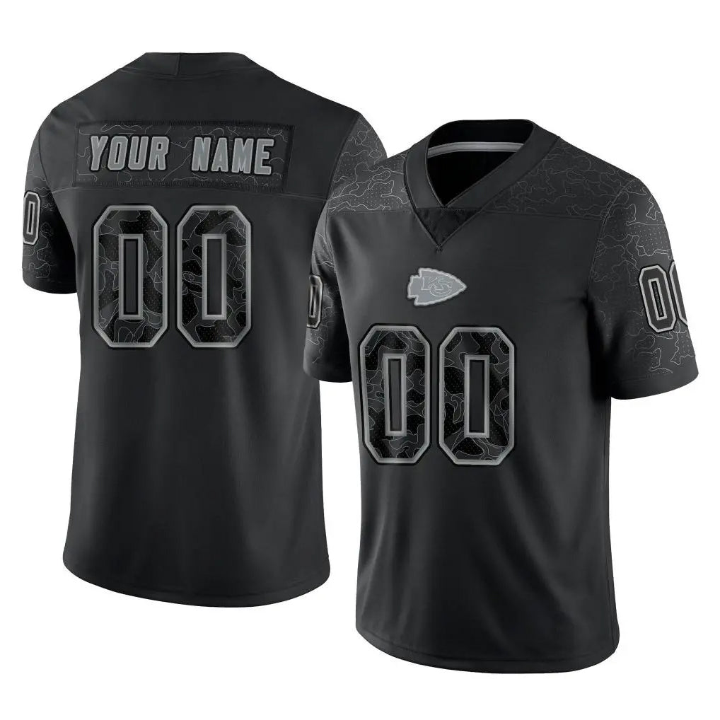 Elroe Custom KC.Chiefs Black Limited Reflective Game Any Name & Numbers Stitched Jerseys
