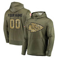 Elroe Custom KC.Chiefs Olive Salute to Service Pullover Hoodies Home Game Any Name & Numbers Stitched Jerseys