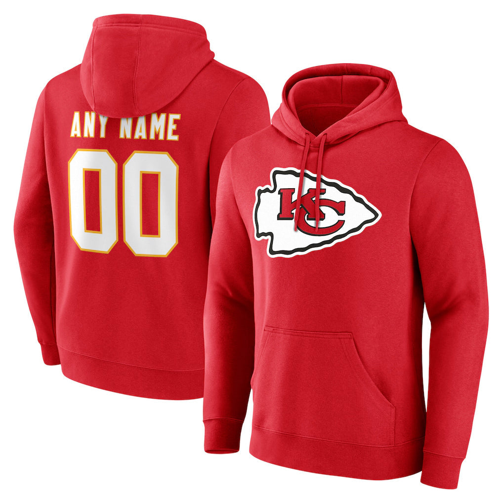 Elroe Custom KC.Chiefs Red LoGo Pullover Hoodies Limited Any Name & Numbers Stitched Jerseys