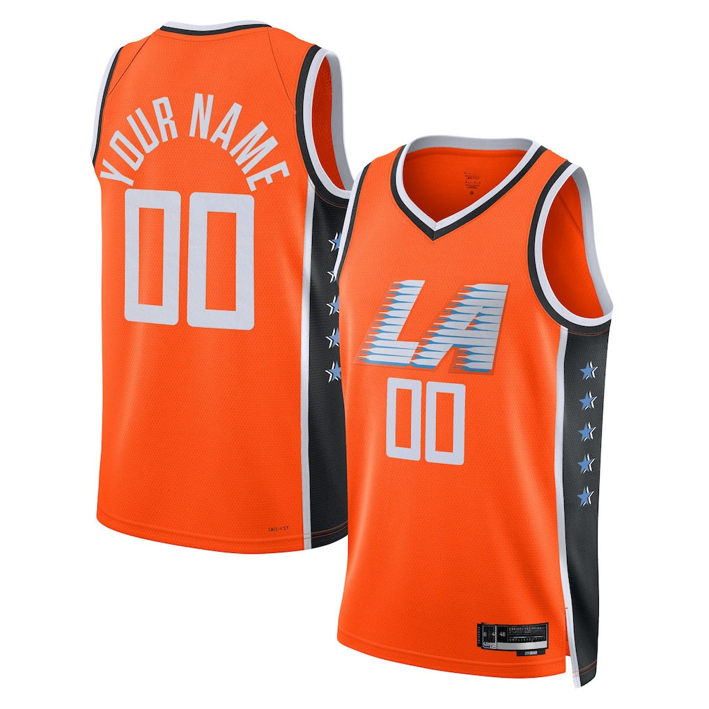 Elroe Custom LA.Clippers Orange 2025-2026 City Edition Swingman Stitched Jerseys