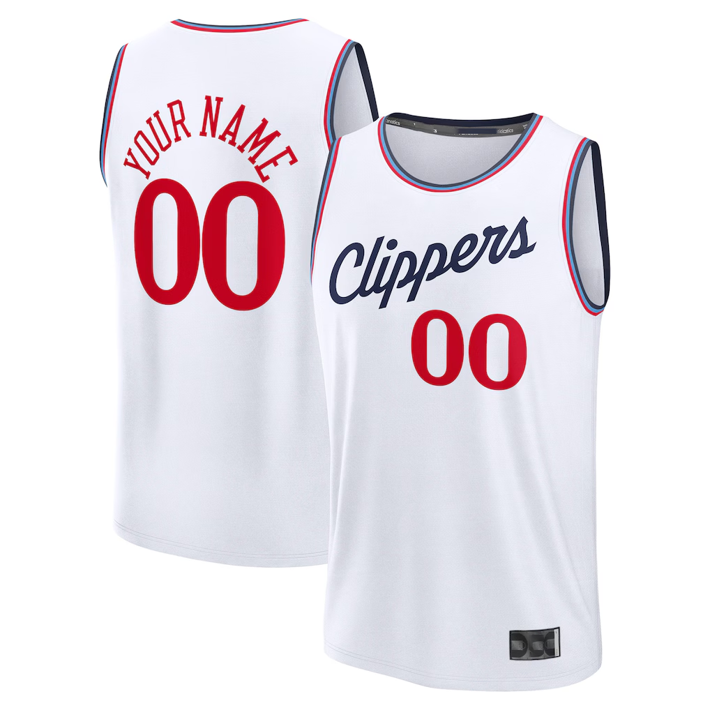 Elroe Custom LA.Clippers White Fast Break Stitched Jerseys - Association Edition