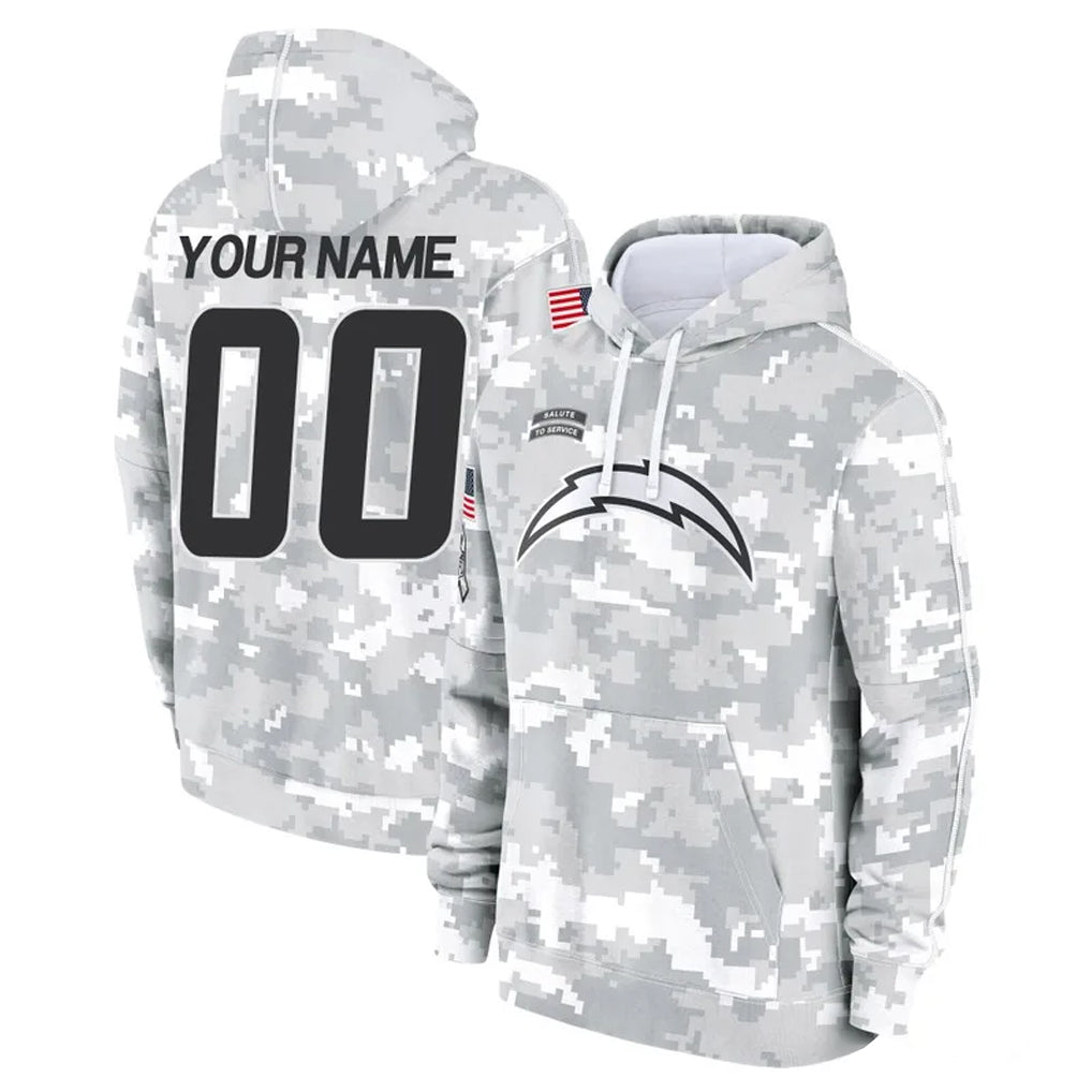Elroe Custom LA.Chargers Arctic Camo Salute to Service Hoodies Limited Game Any Name & Numbers Stitched Jerseys