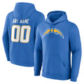 Elroe Custom LA.Chargers Blue LOGO Pullover Hoodies Home Game Any Name & Numbers Stitched Jerseys