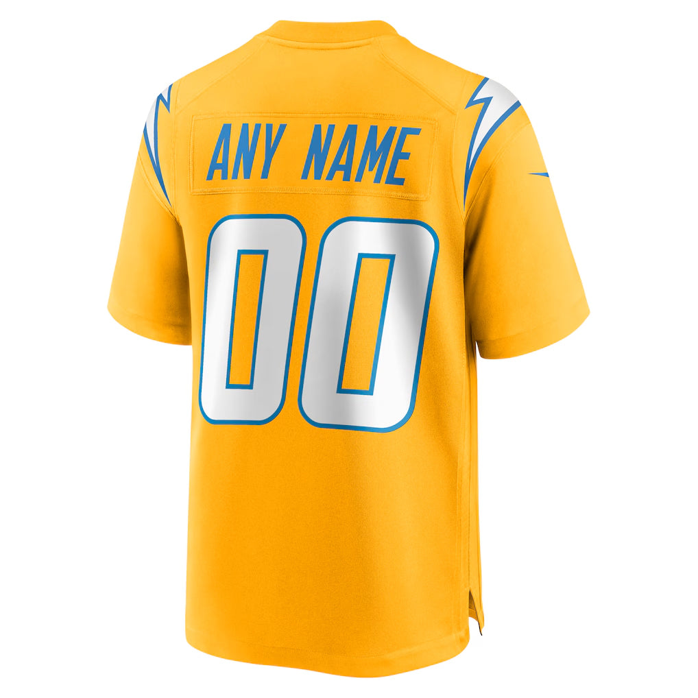 Elroe Custom LA.Chargers Gold Home Game Stitched Jerseys