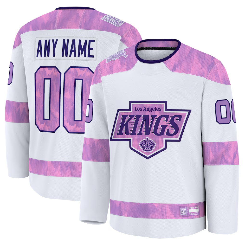 Elroe Custom LA.Kings White 2024 Hockey Fights Cancer Practice Jerseys