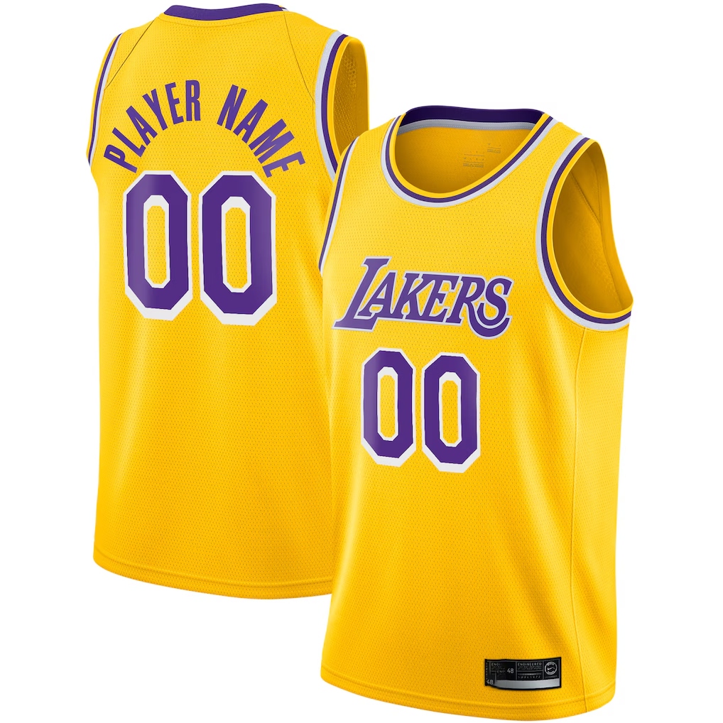 Elroe Custom LA.Lakers Gold 2020-2021 Swingman Stitched Jerseys - Icon Edition