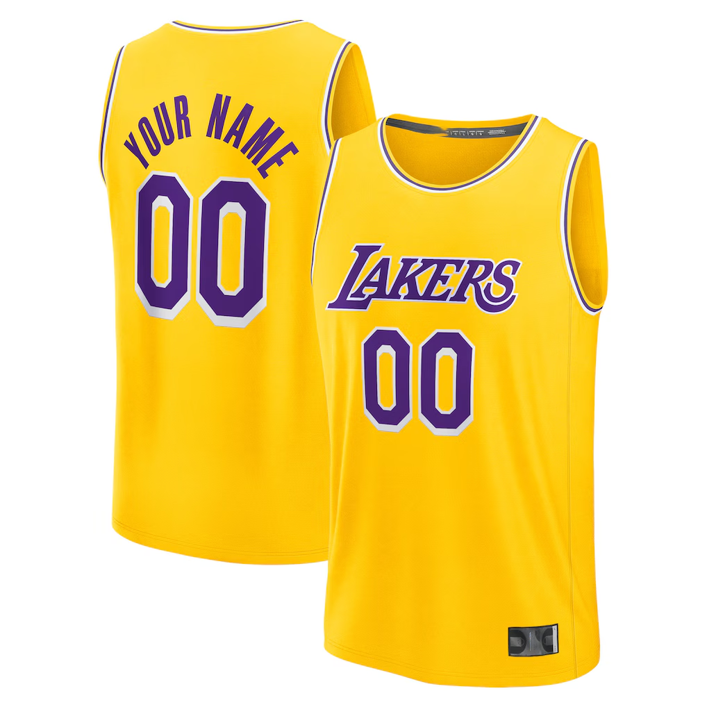 Elroe Custom LA.Lakers Gold Fast Break Stitched Jerseys - Icon Edition